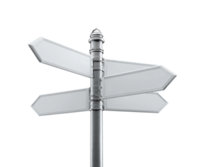 Direction signpost in urban creative concept PNG, isolated on transparent background