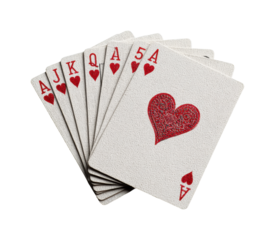 Card game action poker hand revealed on table surface PNG, isolated on transparent background