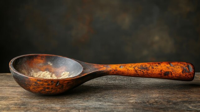 Wooden Spoon: A rustic spoon with traces of flour or ingredients, symbolizing cooking or baking. --ar 16:9 --stylize 750 --v 6.1 Job ID: 86be3838-0ce9-4666-8661-8aa09201fbe6