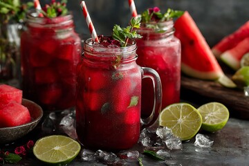 Refreshing watermelon lime mint mojito recipe for summer drinks