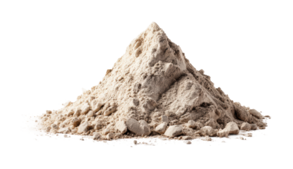 Construction activity with sand pile in urban environment PNG, isolated on transparent background