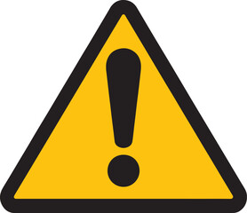 Yellow Warning Triangle with Black Exclamation Mark Isolated on White danger alert