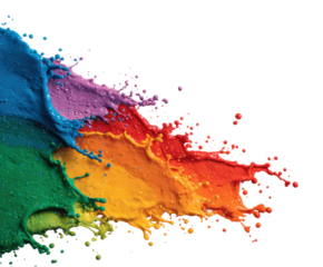 Vibrant color splash action in abstract PNG, isolated on transparent background
