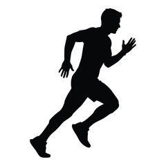 A dynamic figure running forward captured in a striking dark silhouette