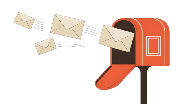 Mailbox with Flying Envelopes - Communication Concept Illustration