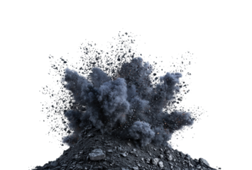 Explosive eruption of dust cloud site visual impact PNG, isolated on transparent background