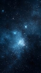 Deep space with glowing blue nebula and scattered bright stars image photo