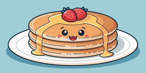 vector pancake cartoon illustration, suitable for, logos, prints, stickers, Pancake logo template, suitable for restaurant, food truck and café