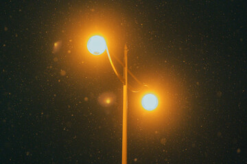 Snow-covered street light