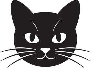 Black cat head silhouette with white eyes and whiskers