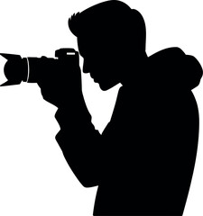 Black silhouette of person holding camera photography