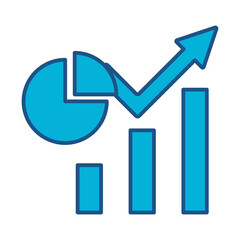 Market Share Icon In Blue Monochrome Flat Design, Vector Illustration