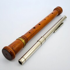 Wooden flute with silver mouthpiece