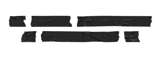 black tape sticker collection for social overlays, transparent png
