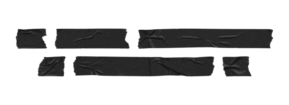 black tape sticker collection for social overlays, transparent png
