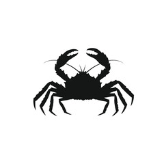 Silhouette of crab with raised claws and detailed legs on a white background. EPS 10.