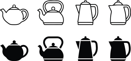 Diverse Teapot Collection Vector Set Kitchen Utensils for Tea Time