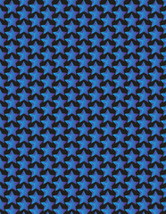 Blue Stars Pattern on Black Background