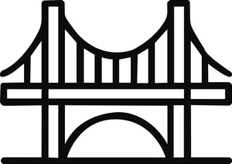 Bridge icons vector set. Suspension bridge icon for city infrastructure and transportation representing architectural engineering and a connection across a river vector solid icon