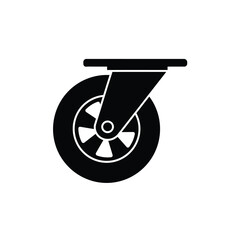 Silhouette of caster wheel with bracket and spokes for mobility design on a white background. EPS 10.