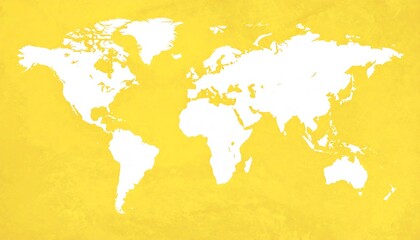 World map on yellow textured background