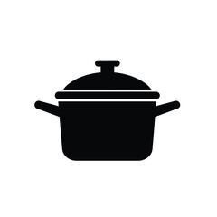 Silhouette of classic cooking pot with lid and side handles on a white background. EPS 10.
