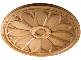 Wooden ceiling rosette isolated on transparent background