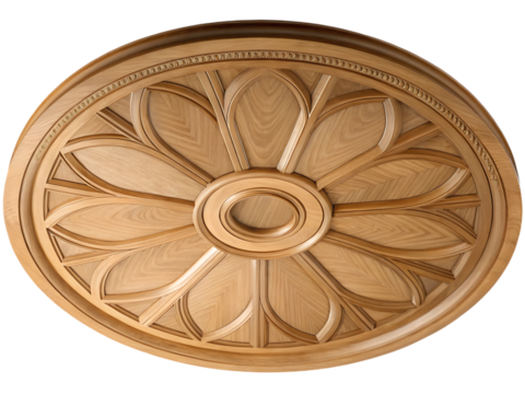 Wooden ceiling rosette isolated on transparent background - Powered by Adobe