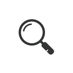 Minimalist magnifying glass silhouette icon for search or zoom on a white background. EPS 10.
