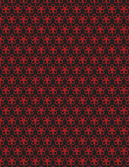 Seamless Floral Pattern: Red Flowers on Black Background