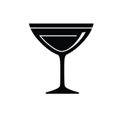 Silhouette of coupe cocktail glass with liquid detail on a white background. EPS 10.