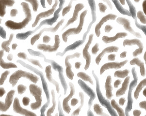 Watercolor leopard pattern design. Hand drawn leopard pattern design. For textile and print. White background.