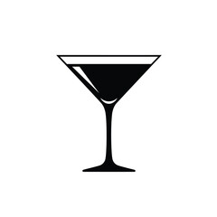 Silhouette of coupe cocktail glass with liquid detail on a white background. EPS 10.