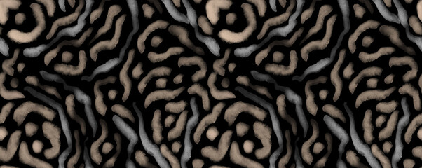 Leopard, zebra and giraffe pattern design. Hand drawn leopard zebra and giraffe pattern design. For textile and print. Black and beige color. © Deti