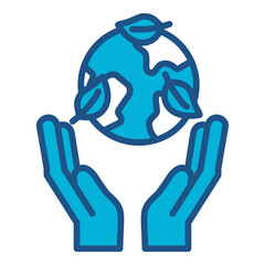 World In Blue Monochrome Flat Design, Vector Illustration