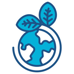 Planet Earth In Blue Monochrome Flat Design, Vector Illustration