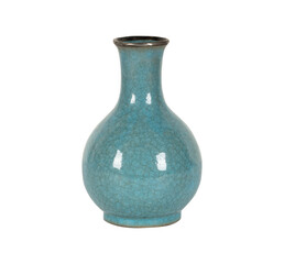 Celadon Vase: Antique Chinese Porcelain, Teal Green Glazed Pottery PNG