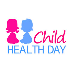 Lettering for Child Health Day with two babies nearby