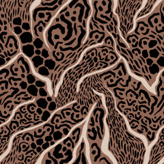 Leopard, zebra and giraffe pattern design. Hand drawn leopard zebra and giraffe pattern design. For textile and print. 