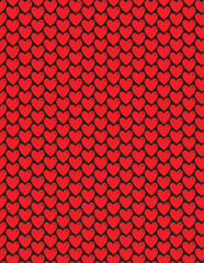 Red Hearts Pattern on Black Background - Seamless Valentine's Day Design