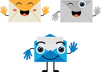Cartoon email and gmail envelope character vector icon