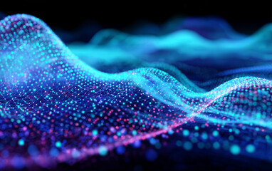 Fototapeta premium Abstract digital wave pattern with colorful dots representing technology