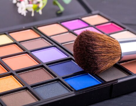 Colorful eyeshadow palette with brush - Powered by Adobe
