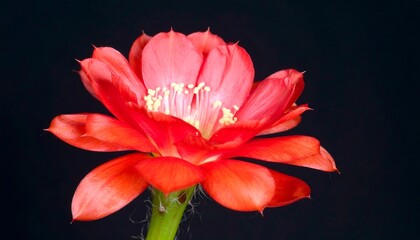 Vibrant red cactus flower close-up