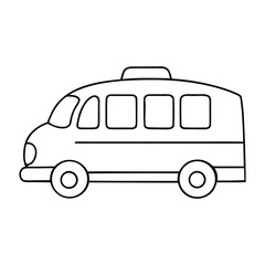 A fun cartoon coloring page featuring a cheerful taxi and bus, ready for kids to color, bringing city streets and friendly vehicles to life with bright imagination.
