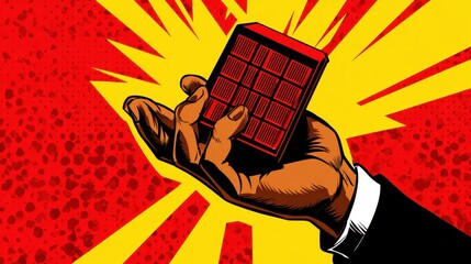 Hand holding red grid object