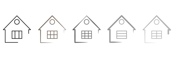 Home sign and symbol. Houses, buildings, linear icons. main page navigation symbol for app and website. Flat real estate sign. Vector illustration. Eps file 19.