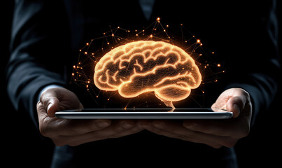 Digital brain concept representing artificial intelligence and technology innovation, high resolution photo