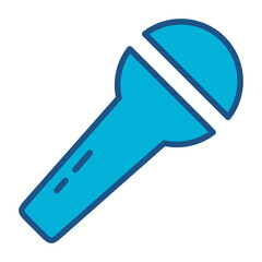 Microphone In Blue Monochrome Flat Design, Vector Illustration