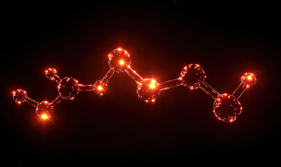 Glowing Molecular Structure Representing Chemical Bonds and Interactions, flat lay composition